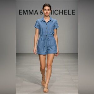 Emma & Michele Chambray Button-Up Top jumpsuit’s